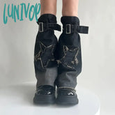 Lunivop Y2K Star Strap Denim Leg Warmers Punk Cross Harajuku Covers Gothic Socks Personalized Calf